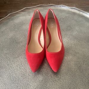 Sued red kitten heels. Brand new!!!